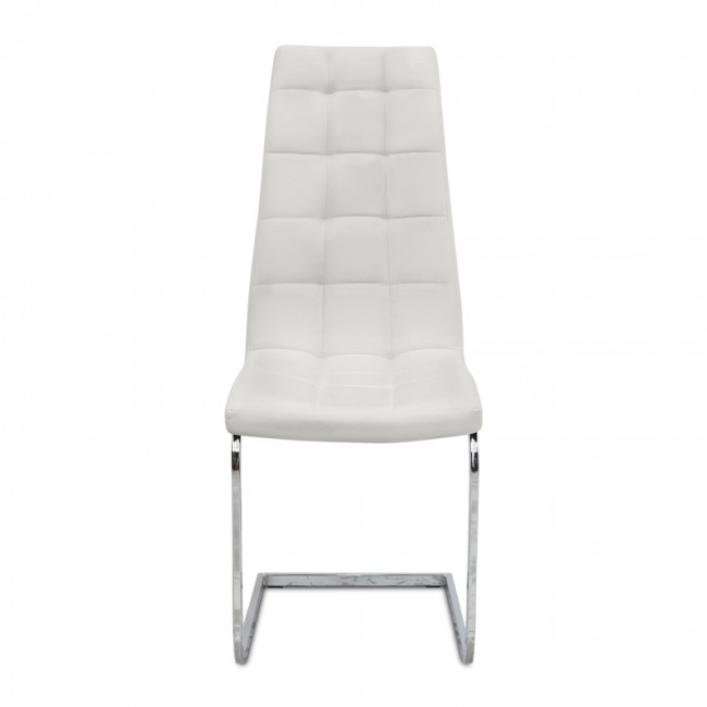 Vela Megapap PU Leather dining chair in white color with chrome base 41x61x107cm.