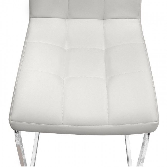 Vela Megapap PU Leather dining chair in white color with chrome base 41x61x107cm.