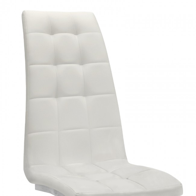 Vela Megapap PU Leather dining chair in white color with chrome base 41x61x107cm.