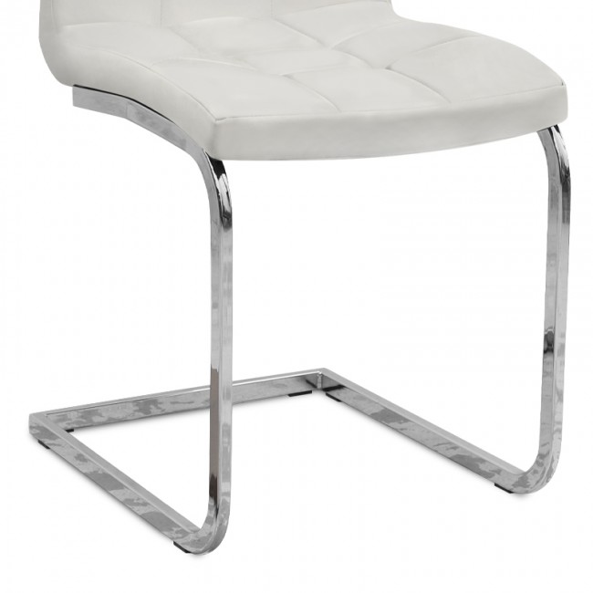 Vela Megapap PU Leather dining chair in white color with chrome base 41x61x107cm.