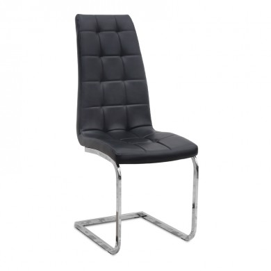 Vela Megapap PU Leather dining chair in black color with chrome base 41x61x107cm.