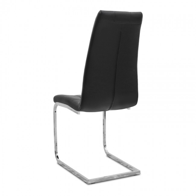 Vela Megapap PU Leather dining chair in black color with chrome base 41x61x107cm.