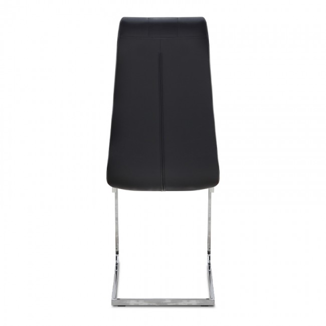 Vela Megapap PU Leather dining chair in black color with chrome base 41x61x107cm.
