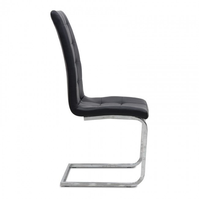 Vela Megapap PU Leather dining chair in black color with chrome base 41x61x107cm.