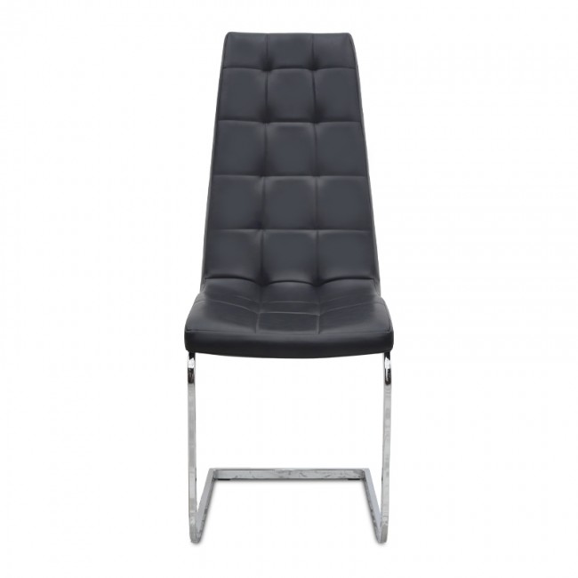 Vela Megapap PU Leather dining chair in black color with chrome base 41x61x107cm.