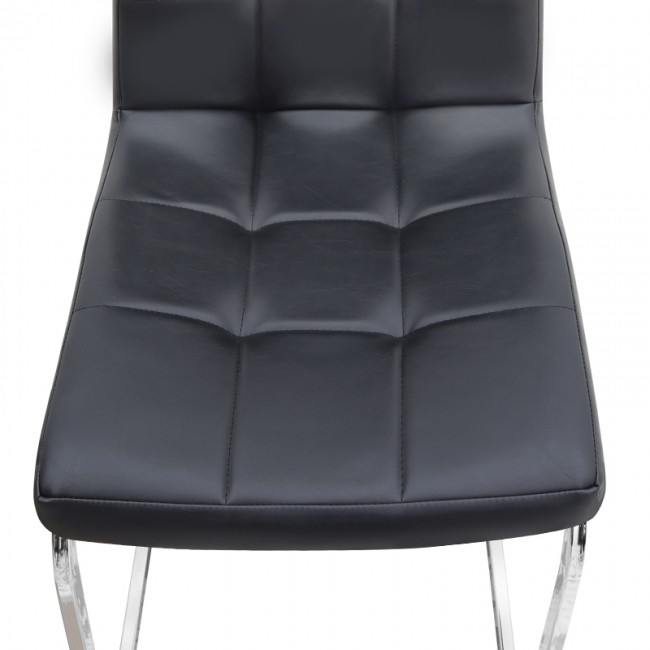Vela Megapap PU Leather dining chair in black color with chrome base 41x61x107cm.