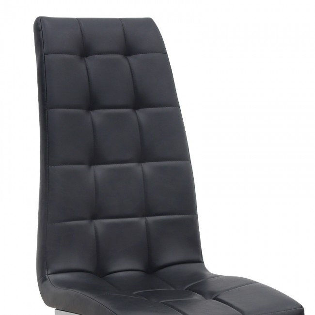 Vela Megapap PU Leather dining chair in black color with chrome base 41x61x107cm.