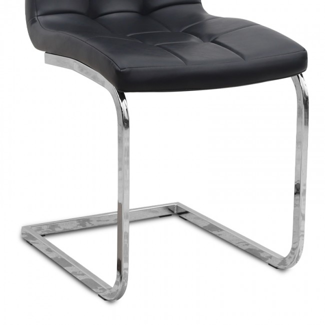 Vela Megapap PU Leather dining chair in black color with chrome base 41x61x107cm.