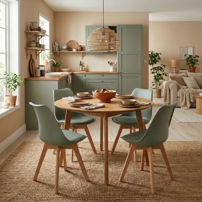 Viva Megapap PP - PU dining chair in green color 48.5x54x80cm.