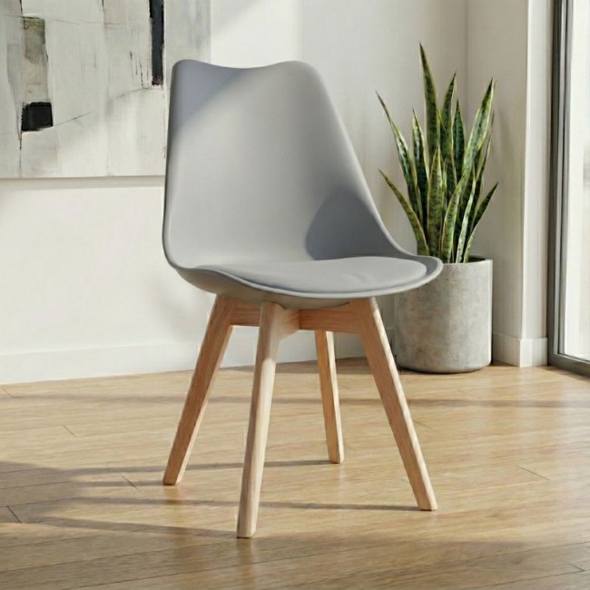Viva Megapap PP - PU dining chair in grey color 48.5x54x80cm.