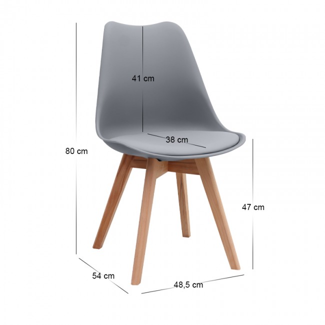 Viva Megapap PP - PU dining chair in grey color 48.5x54x80cm.