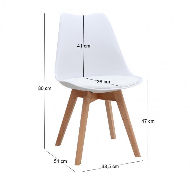 Viva Megapap PP - PU dining chair in white color 48.5x54x80cm.