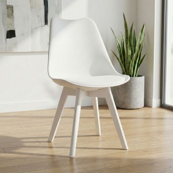 Viva Megapap PP - PU dining chair in white color 48.5x54x80cm.