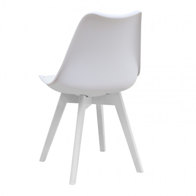 Καρέκλα τραπεζαρίας Viva Megapap PP - PU λευκό - ξύλινο λευκό πόδι 48,5x54x80εκ.