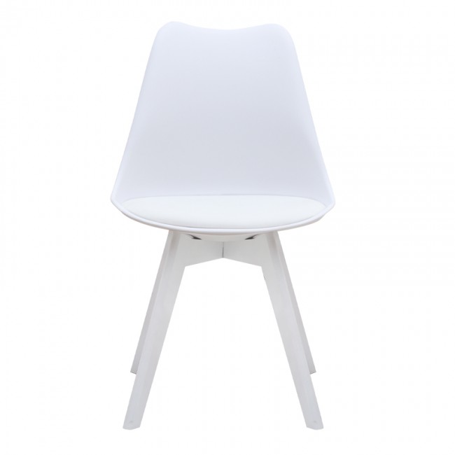 Καρέκλα τραπεζαρίας Viva Megapap PP - PU λευκό - ξύλινο λευκό πόδι 48,5x54x80εκ.