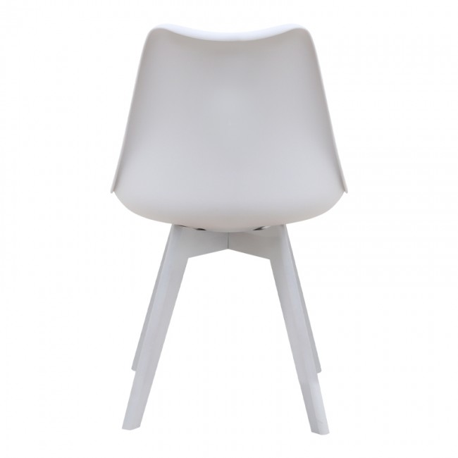 Καρέκλα τραπεζαρίας Viva Megapap PP - PU λευκό - ξύλινο λευκό πόδι 48,5x54x80εκ.