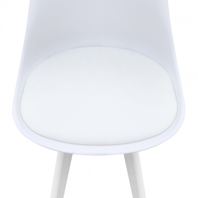 Καρέκλα τραπεζαρίας Viva Megapap PP - PU λευκό - ξύλινο λευκό πόδι 48,5x54x80εκ.