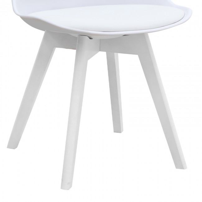 Καρέκλα τραπεζαρίας Viva Megapap PP - PU λευκό - ξύλινο λευκό πόδι 48,5x54x80εκ.