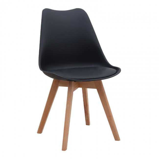 Viva Megapap PP - PU dining chair in black color 48.5x54x80cm.