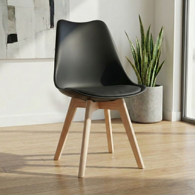 Viva Megapap PP - PU dining chair in black color 48.5x54x80cm.