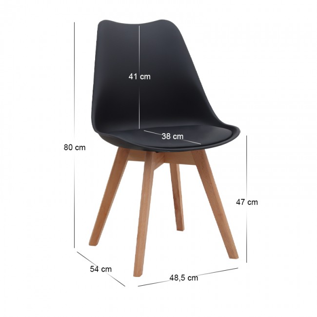 Viva Megapap PP - PU dining chair in black color 48.5x54x80cm.