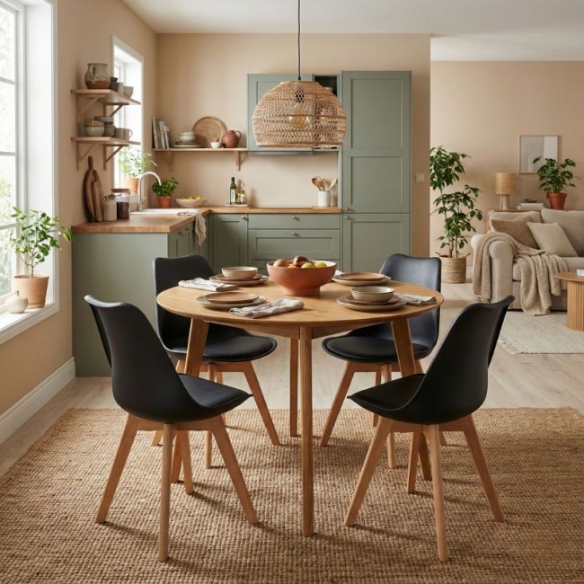 Viva Megapap PP - PU dining chair in black color 48.5x54x80cm.