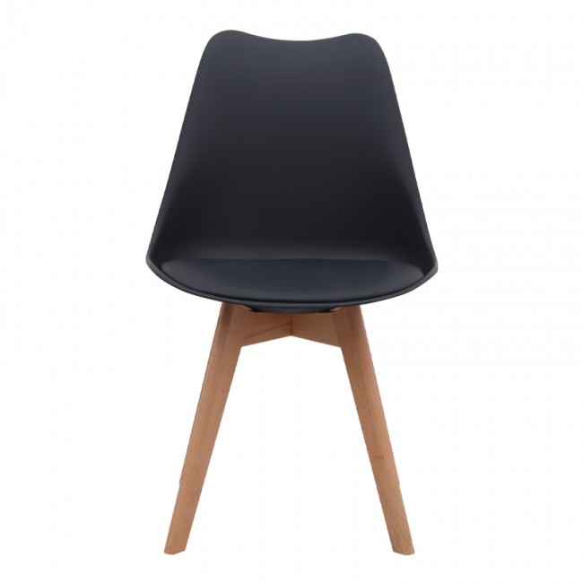 Viva Megapap PP - PU dining chair in black color 48.5x54x80cm.