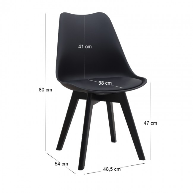 Viva Megapap PP - PU dining chair in black color 48.5x54x80cm.