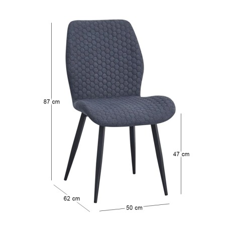 CLARA Chair Black Metal/Dark Grey Fabric