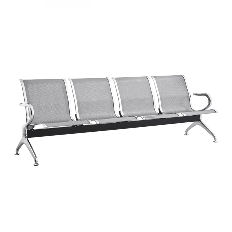 Waiting Seat 4-Seater Steel Mesh Grey (Chrome Frame)