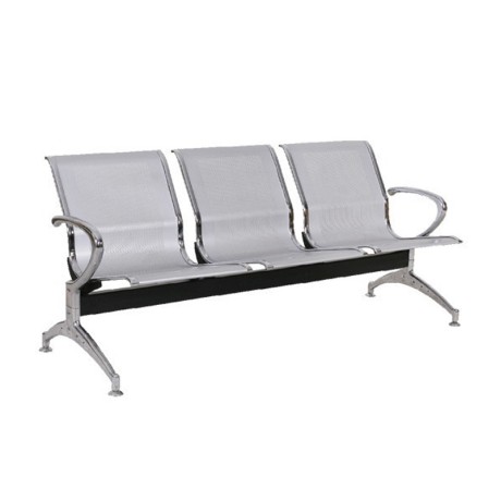 Waiting Seat 3-Seater Steel Mesh Grey (Chrome Frame)