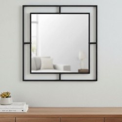 Καθρέφτης τοίχου Corner Megapap αλουμινίου χρώμα μαύρο 58,6x2x58,6εκ.