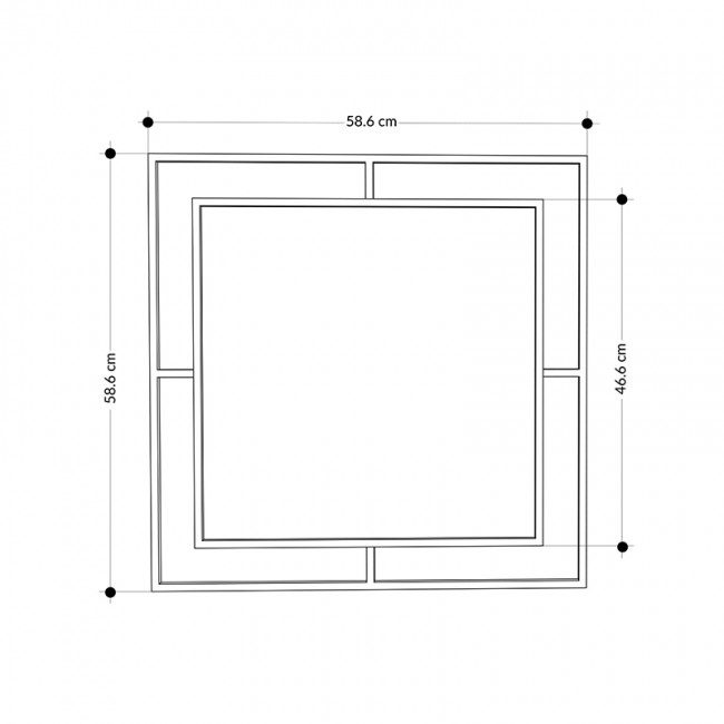 Καθρέφτης τοίχου Corner Megapap αλουμινίου χρώμα μαύρο 58,6x2x58,6εκ.
