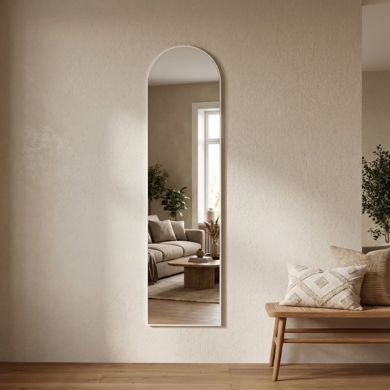 Agalu Megapap melamine floor and wall mirror in white color 40x150cm.
