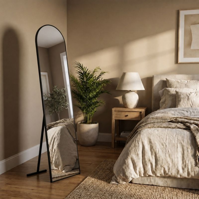 Agalu Megapap melamine floor and wall mirror in sencron black color 40x150cm.