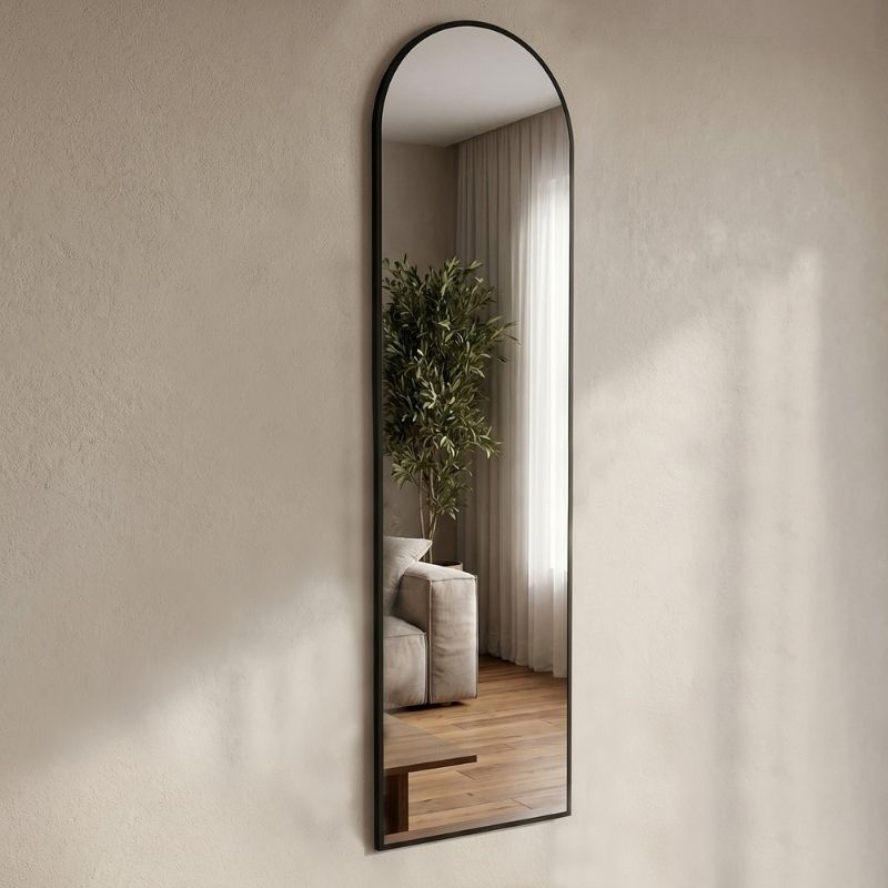 Agalu Megapap melamine floor and wall mirror in sencron black color 40x150cm.