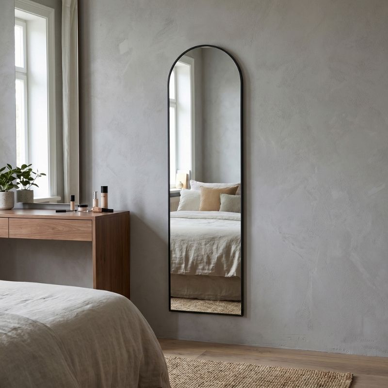 Agalu Megapap melamine floor and wall mirror in sencron black color 40x150cm.