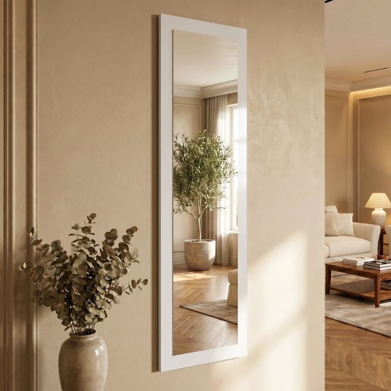 Lalu Megapap melamine floor and wall mirror in white color 40x150cm.