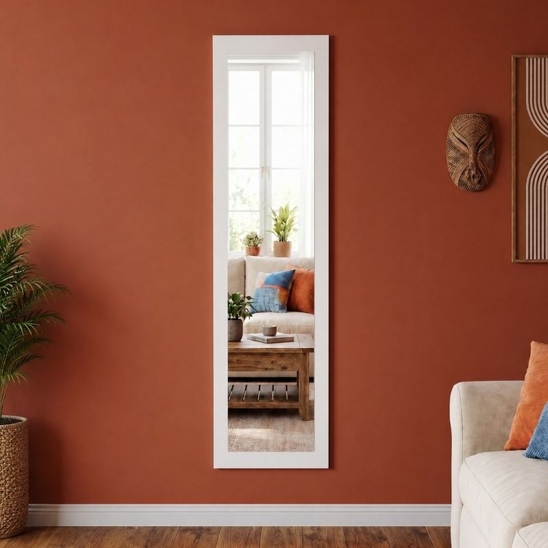 Lalu Megapap melamine floor and wall mirror in white color 40x150cm.