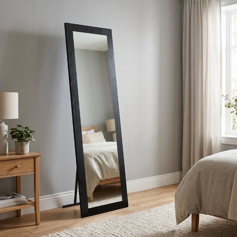 Lalu Megapap melamine floor and wall mirror in sencron black color 40x150cm.