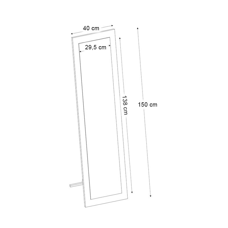 Lalu Megapap melamine floor and wall mirror in sencron black color 40x150cm.