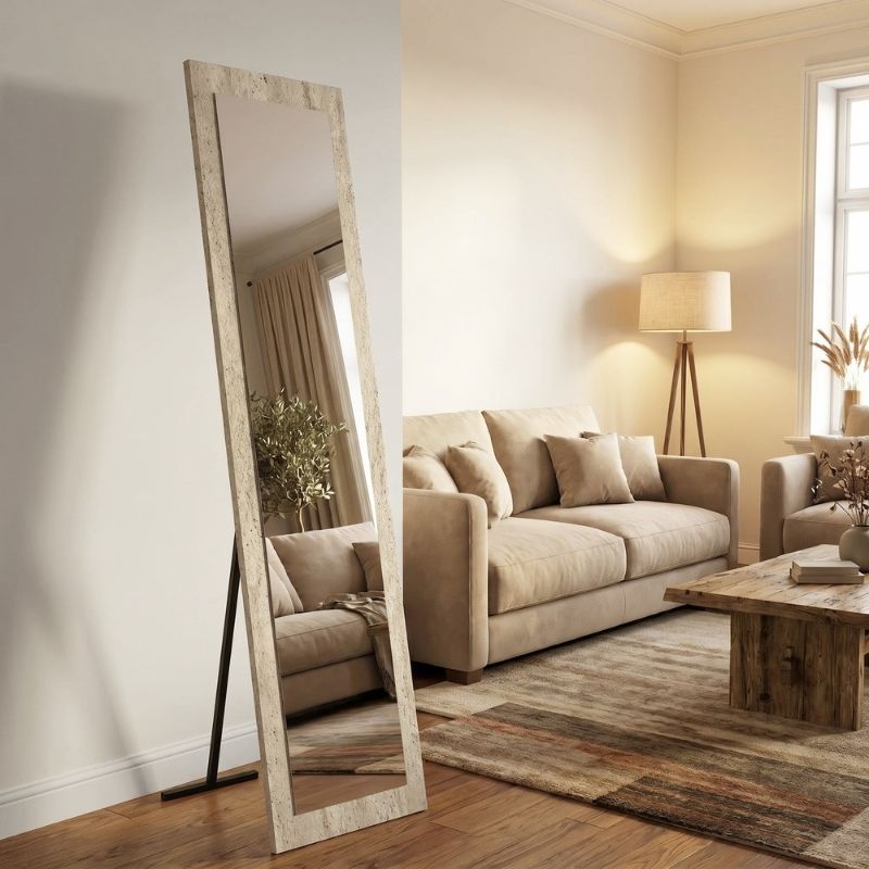 Lalu Megapap melamine floor and wall mirror in travertine color 40x150cm.