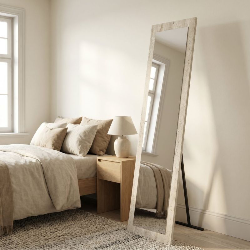 Lalu Megapap melamine floor and wall mirror in travertine color 40x150cm.