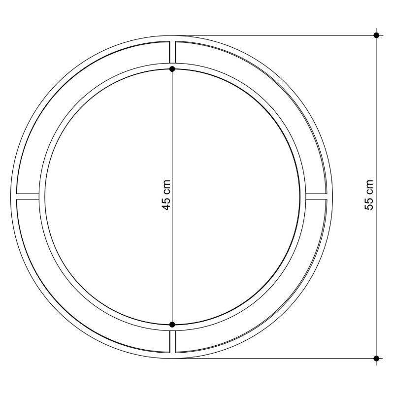 Bubble Megapap aluminium wall mirror in black color 57x2x57cm.