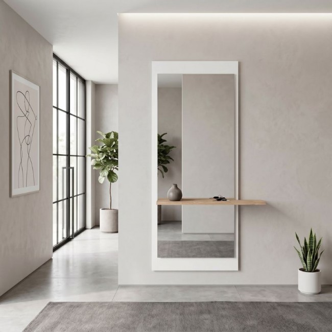 Piyar Μegapap melamine mirror in white color 60x14,6x150cm.