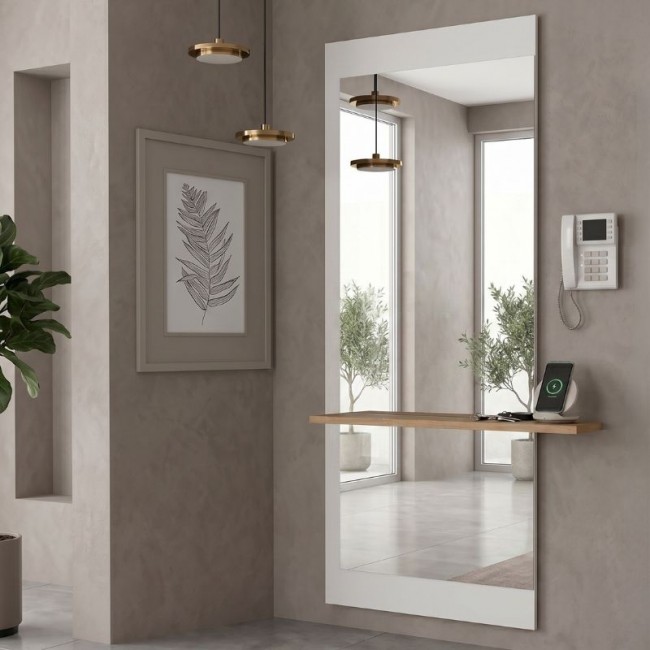 Piyar Μegapap melamine mirror in white color 60x14,6x150cm.