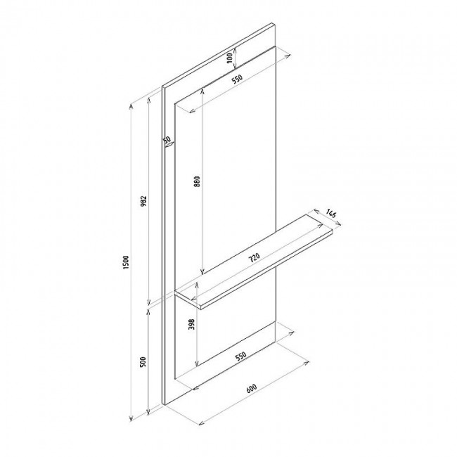 Piyar Μegapap melamine mirror in white color 60x14,6x150cm.