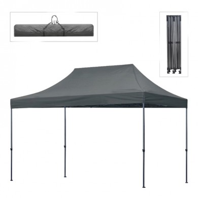 Κιόσκι - Gazebo Bari Megapap πτυσσόμενο μεταλλικός σκελετός - αδιάβροχο ύφασμα χρώμα γκρι 3x4,5x3,20m.