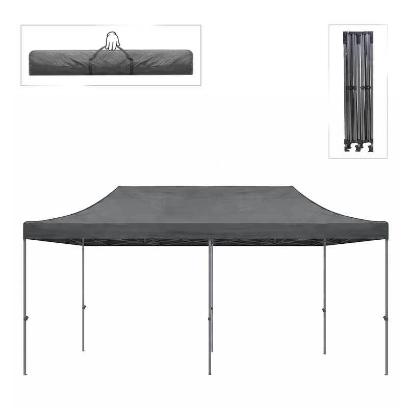 Bari Megapap folding gazebo, metal frame - waterproof fabric 420D, grey color, 3x6x3,27m.