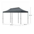 Bari Megapap folding gazebo, metal frame - waterproof fabric 420D, grey color, 3x6x3,27m.